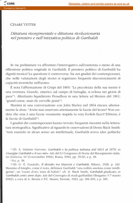 Dittatura Risorgimentale E Dittatura Rivoluzionaria Nel Pensiero E Nell'iniziativa Politica Di Garibaldi