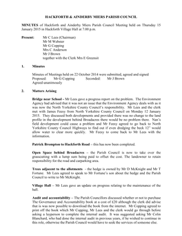 HACKFORTH & AINDERBY MIERS PARISH COUNCIL MINUTES Of