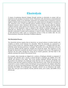 Electrolysis