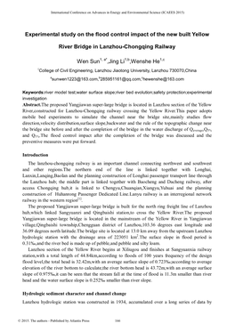 Experimental Study on the Flood Control Impact of the New Built Yellow