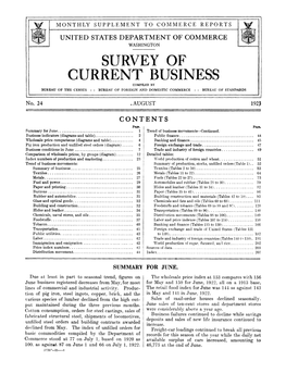 Survey of Current Business August 1923