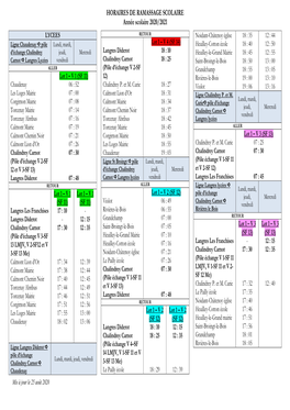 HORAIRES DE RAMASSAGE SCOLAIRE Année Scolaire 2020/2021