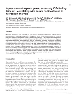 Expressions of Hepatic Genes, Especially IGF-Binding Protein-1, Correlating with Serum Corticosterone in Microarray Analysis