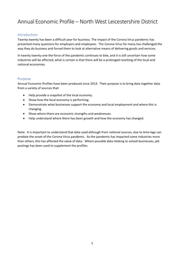 Annual Economic Profile – North West Leicestershire District