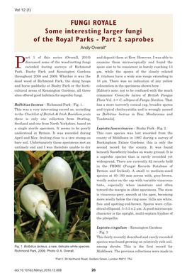 See PDF for Royal Parks Saprobic Fungi