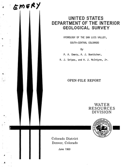 Hydrology of the San Luis Valley, South-Central Colorado