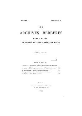 Archives Berbères