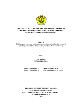 I Kekayaan Jenis Tumbuhan Berhabitus Semak Di Kawasan Taman Hutan Raya Raden Soerjo Serta Pemanfaatannya Sebagai Booklet