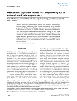 Interventions to Prevent Adverse Fetal Programming Due to Maternal Obesity During Pregnancy