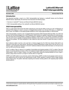 TN1128 Introduction the Document Provides a Report on a XAUI Interoperability Test Between a Latticesc Device and the Marvell 88X2040 Device