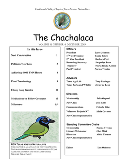 The Chachalaca Vol 16, No. 4, December, 2019