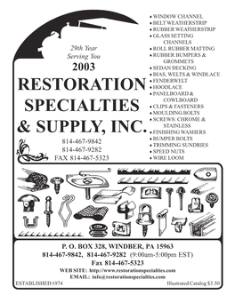 Restoration Specialties & Supply, Inc