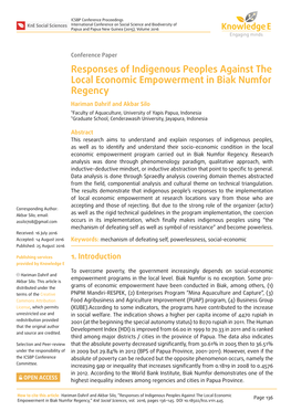 Responses of Indigenous Peoples Against the Local Economic