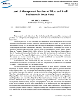 Level of Management Practices of Micro and Small Businesses in Ilocos Norte