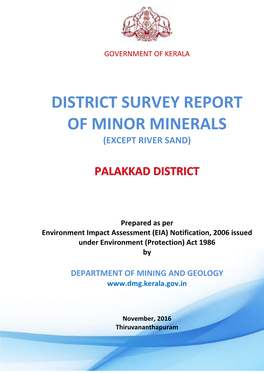 District Survey Report of Minor Minerals (Except River Sand)