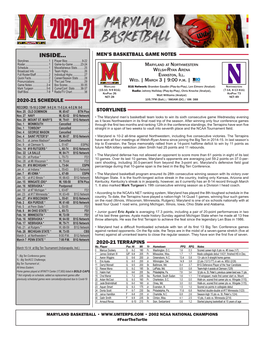 INSIDE... MEN’S BASKETBALL GAME NOTES Storylines