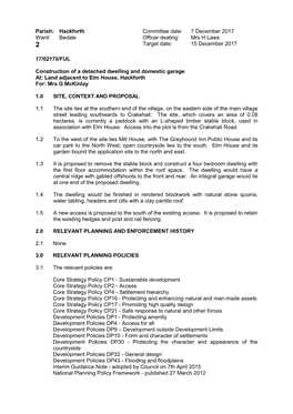 Parish: Hackforth Committee Date: 7 December 2017 Ward: Bedale Officer Dealing: Mrs H Laws 2 Target Date: 15 December 2017