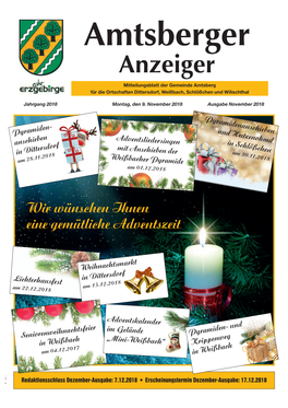 Anzeiger Mitteilungsblatt Der Gemeinde Amtsberg Für Die Ortschaften Dittersdorf, Weißbach, Schlößchen Und Wilischthal