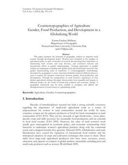 Countertopographies of Agriculture Gender, Food Production, and Development in a Globalizing World