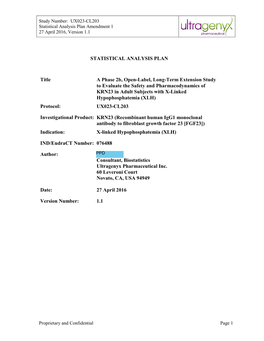 STATISTICAL ANALYSIS PLAN Title a Phase 2B