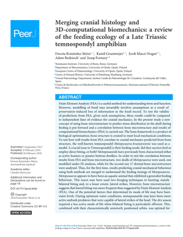 Merging Cranial Histology and 3D-Computational Biomechanics: a Review of the Feeding Ecology of a Late Triassic Temnospondyl Amphibian