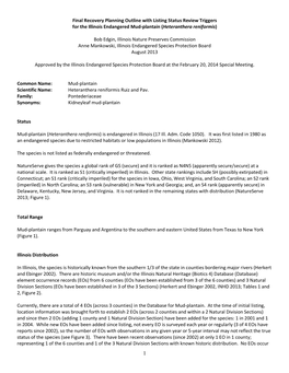 Recovery Outline with Status Review Triggers for Heteranthera Reniformis