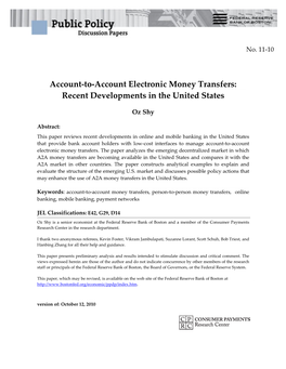 Account-To-Account Electronic Money Transfers: Recent Developments in the United States