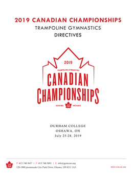 2019 Canadian Championships Trampoline Gymnastics Directives