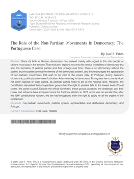 The Role of the Non-Partisan Movements in Democracy: the Portuguese Case by José F