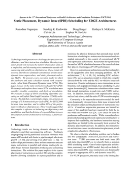 Static Placement, Dynamic Issue (SPDI) Scheduling for EDGE Architectures