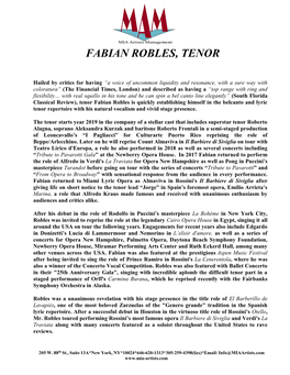 Fabian Robles, Tenor Tenor