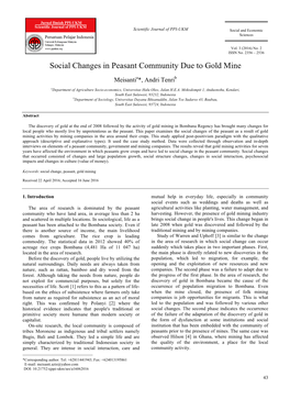 Social Changes in Peasant Community Due to Gold Mine