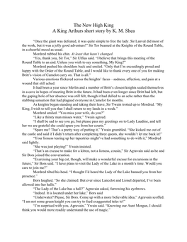 The New High King a King Arthurs Short Story by K. M. Shea