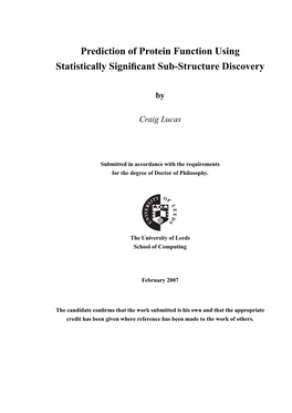 Prediction of Protein Function Using Statistically Significant Sub