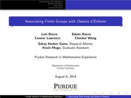 Associating Finite Groups with Dessins D'enfants