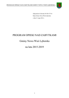 Program Opieki Nad Zabytkami Gminy Nowa Wieś Lęborska