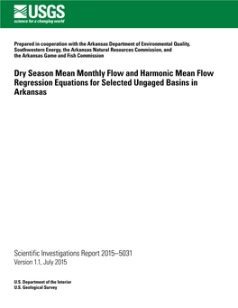 Dry Season Mean Monthly Flow and Harmonic Mean Flow Regression Equations for Selected Ungaged Basins in Arkansas