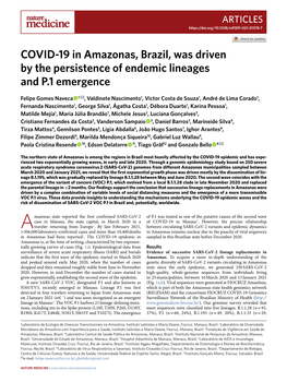 COVID-19 in Amazonas, Brazil, Was Driven by the Persistence of Endemic Lineages and P.1 Emergence