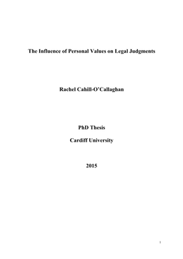 The Influence of Personal Values on Legal Judgments Rachel Cahill-O