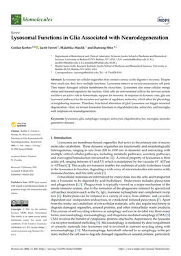 Lysosomal Functions in Glia Associated with Neurodegeneration