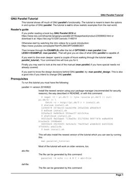 GNU Parallel Tutorial Prerequisites