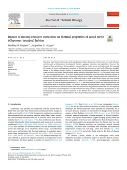 Impact of Natural Resource Extraction on Thermal Properties of Wood Turtle T (Glyptemys Insculpta) Habitat Geoffrey N