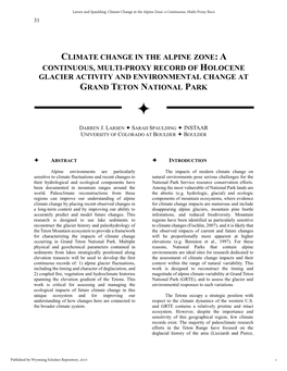 Climate Change in the Alpine Zone Continuous, Multi
