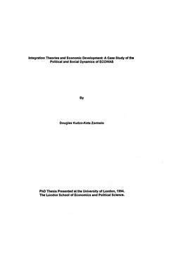 Integration Theories and Economic Development: a Case Study of the Political and Social Dynamics of ECOWAS