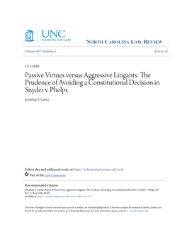 The Prudence of Avoiding a Constitutional Decision in Snyder V