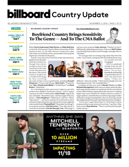 BILLBOARD COUNTRY UPDATE Tom.Roland@Billboard.Com