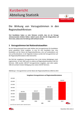 Kurzbericht Abteilung Statistik