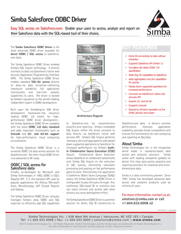 Simba Salesforce ODBC Driver Easy SQL Access on Salesforce.Com