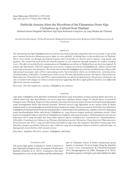 Herbicide Atrazine Alters the Microbiota of the Filamentous Green Alga Cladophora Sp