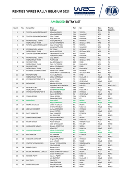 Amended Entry List